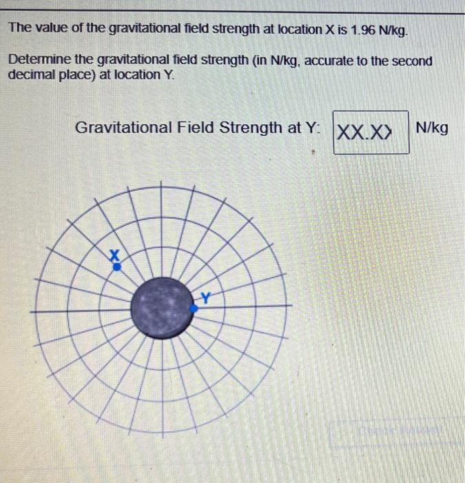 Solved The value of the gravitational field strength at