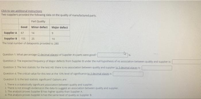 Solved Click To See Additional Instructions TWO Suppliers | Chegg.com