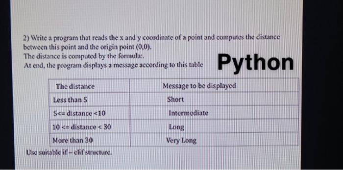 Solved 2) Write a program that reads the x and y coordinate | Chegg.com