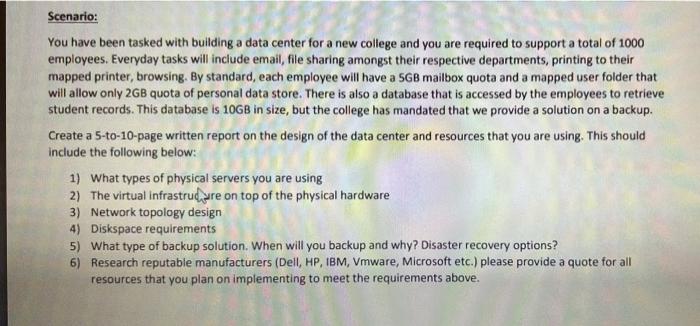 Solved Scenario: You have been tasked with building a data | Chegg.com