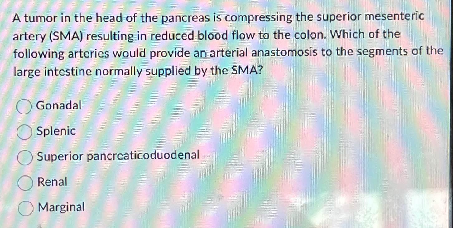 Solved A tumor in the head of the pancreas is compressing | Chegg.com
