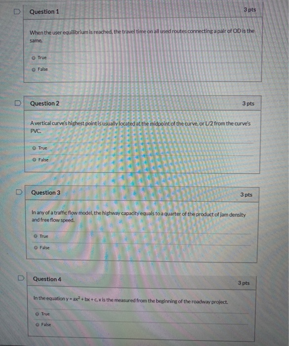 Solved Question 1 3 pts When the user equilibrium is | Chegg.com