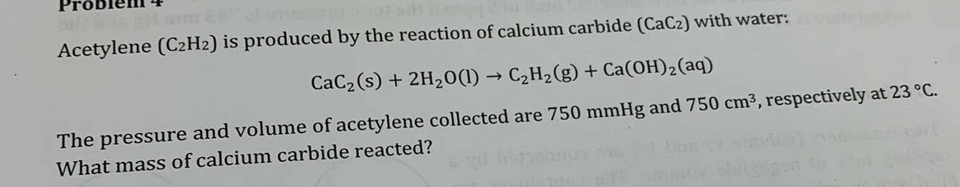 Solved Acetylene C H Is Produced By The Reaction Of Chegg Com