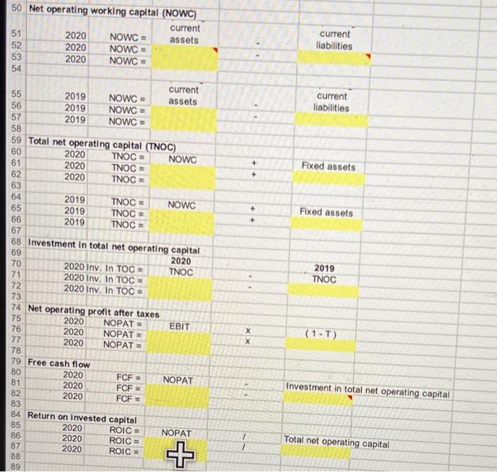 Solved ar.50 Net operating working capital (NOWC) Investment