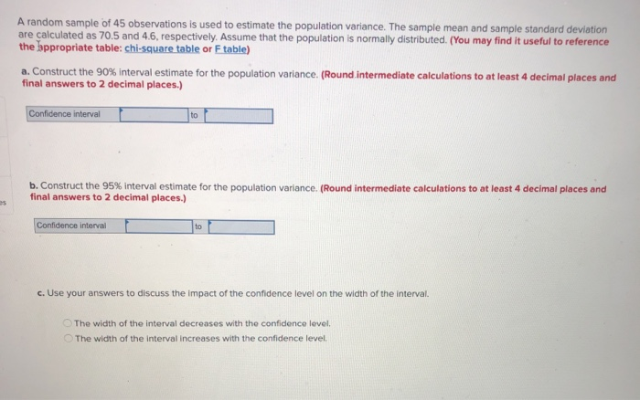 Solved A random sample of 45 observations is used to | Chegg.com
