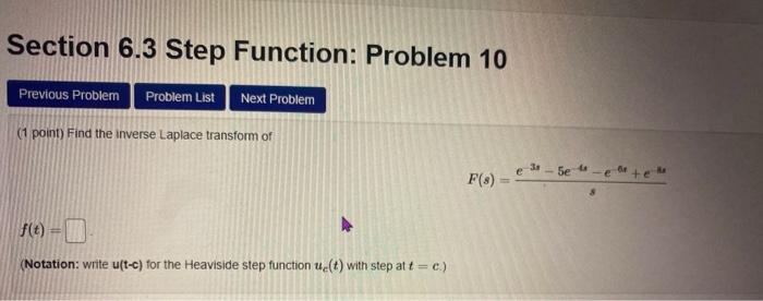 Solved Section 6.3 Step Function: Problem 10 Previous | Chegg.com