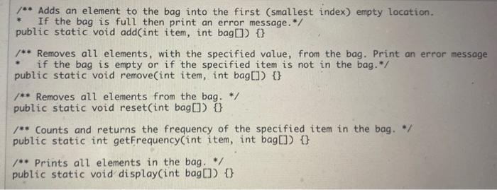 Solved For this program you are to complete the methods | Chegg.com