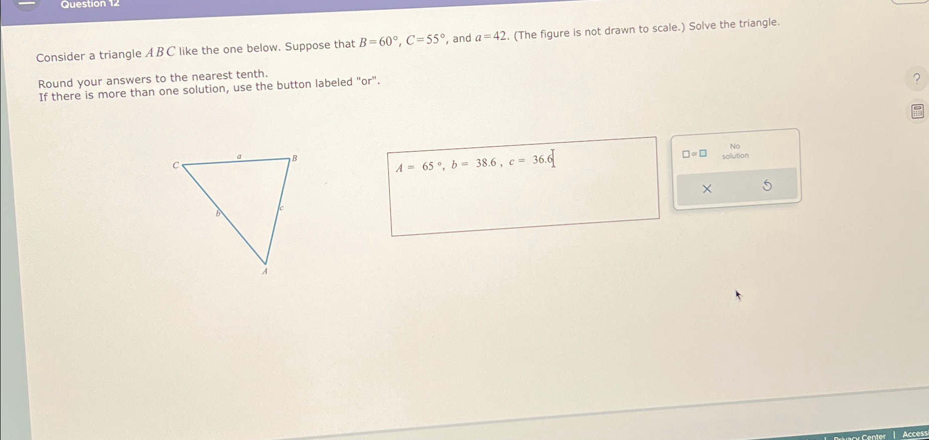 Solved Question 12Consider a triangle ABC like the one | Chegg.com