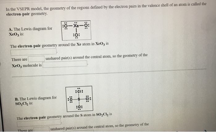 Solved In the VSEPR model, the geometry of the regions | Chegg.com