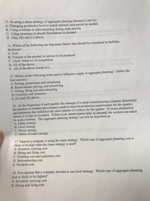 Solved For each question below. please select the best | Chegg.com