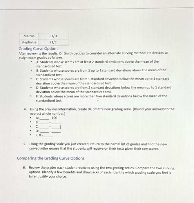 Grading Curve Option II After reviewing the results, | Chegg.com