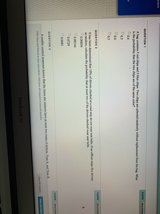 Solved ments 3 points Save Answer QUESTION 1 A bag contains | Chegg.com