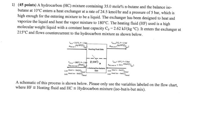 Solved 1) (45 points) A hydrocarbon (HC) mixture containing | Chegg.com