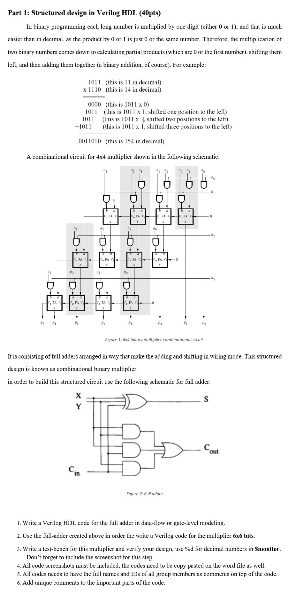 Solved Part 1: Structured design in Verilog HDL (40pts) In | Chegg.com