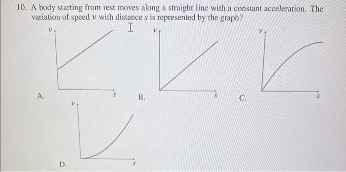 Solved 10 A Body Starting From Rest Moves Along A Straight