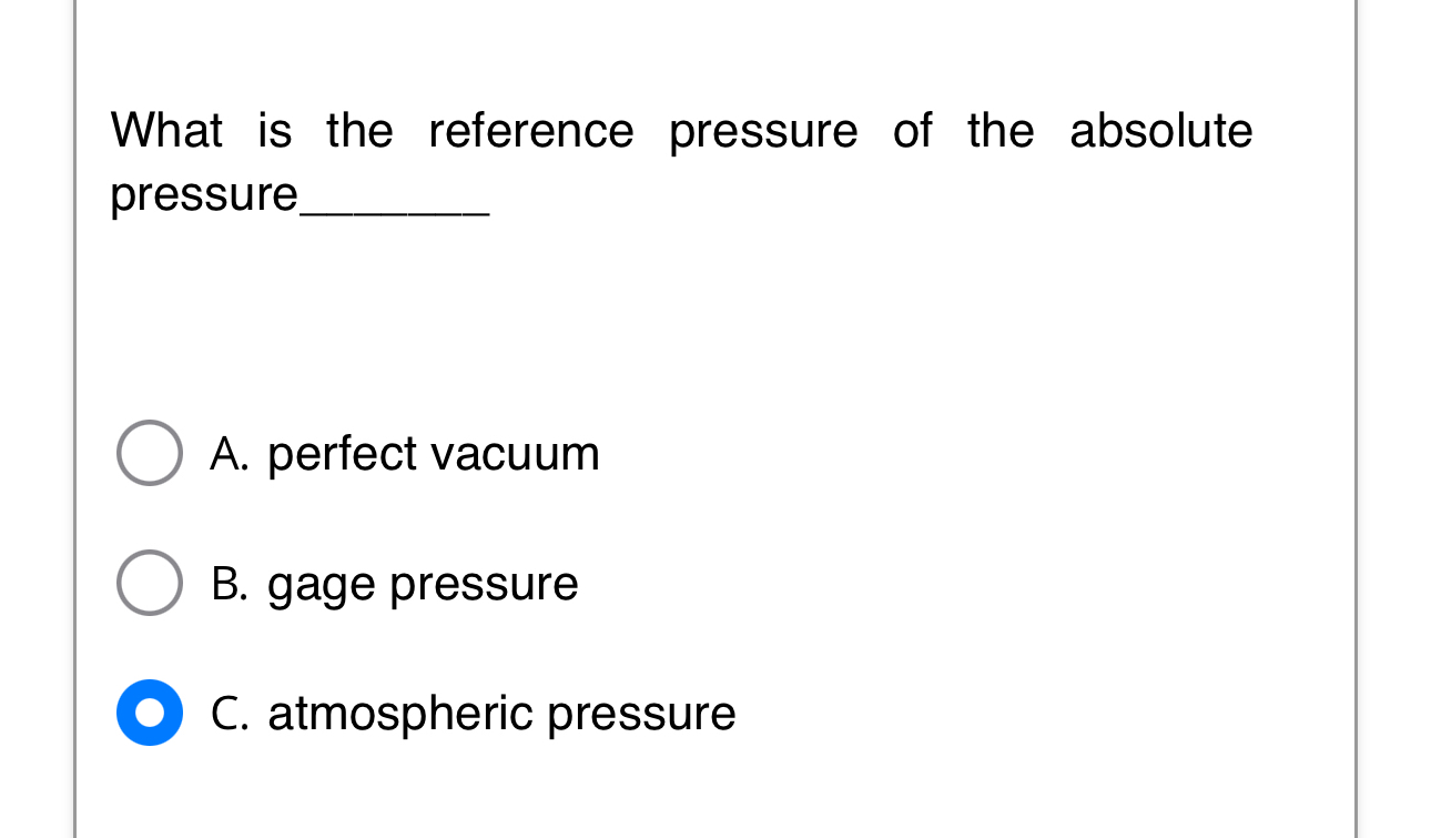 Solved What is the reference pressure of the absolute