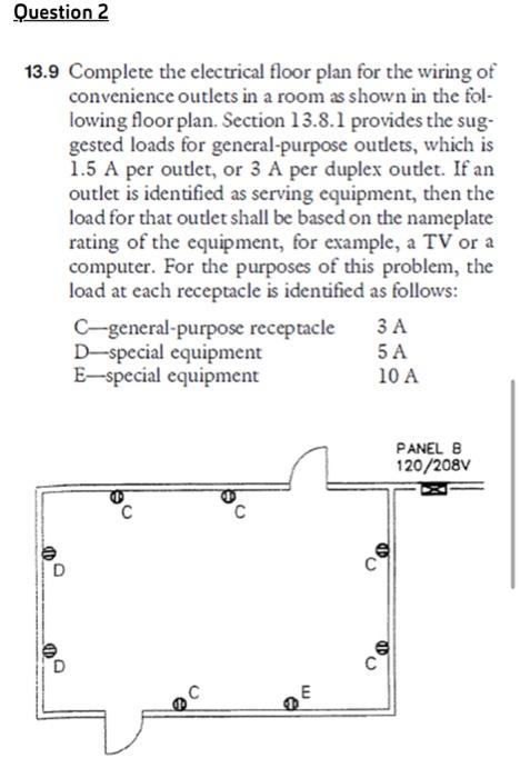 Solved 13.9 Complete the electrical floor plan for the | Chegg.com