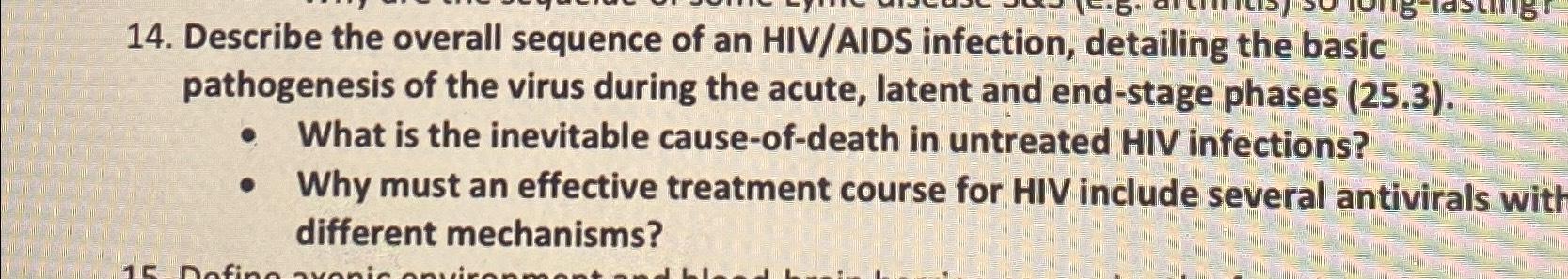Solved Describe the overall sequence of an HIV/AIDS | Chegg.com