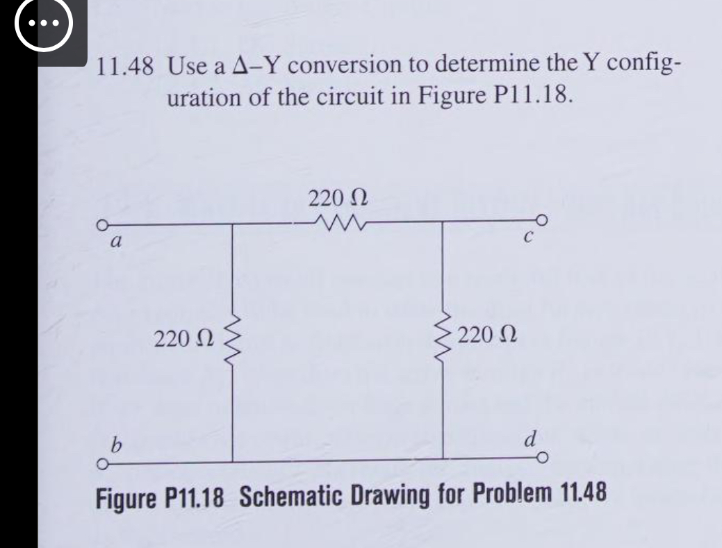 Solved 11.48 ﻿Use a Δ-Y ﻿conversion to determine the Y | Chegg.com