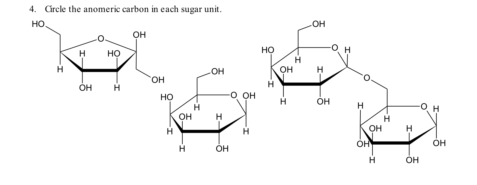 Solved Circle the anomeric carbon in each sugar unit. | Chegg.com
