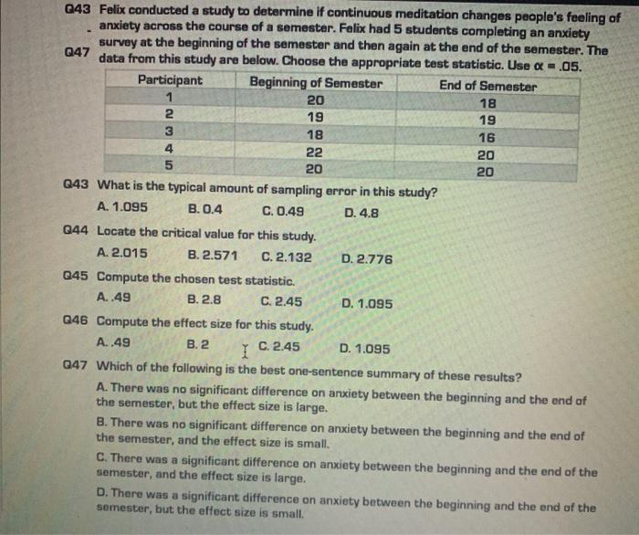 Solved 643 Felix conducted a study to determine if | Chegg.com