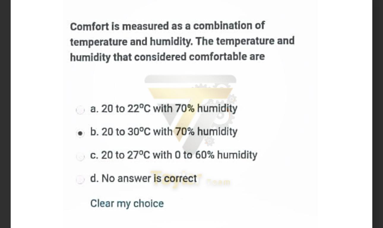 Solved Comfort is measured as a combination of temperature | Chegg.com