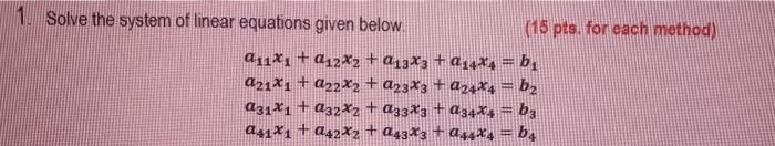 Solved 1 Solve The System Of Linear Equations Given Below 2993