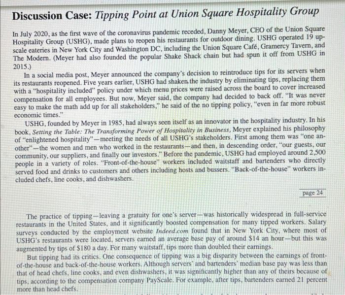 Solved Discussion Case: Tipping Point at Union Square | Chegg.com