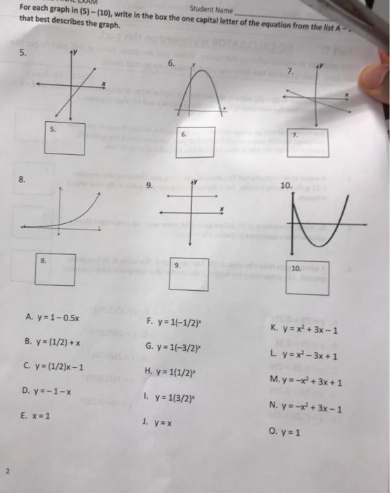 Solved Student Name For Each Graph In 5 10 Write In Chegg Com