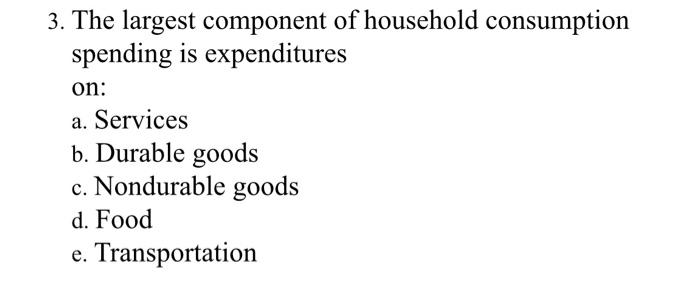 Solved 3. The Largest Component Of Household Consumption | Chegg.com