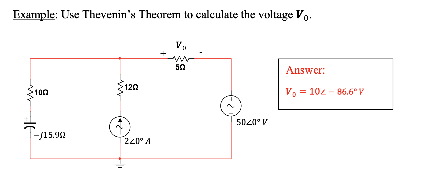 Solved Example: Use Thevenin's Theorem to calculate the | Chegg.com