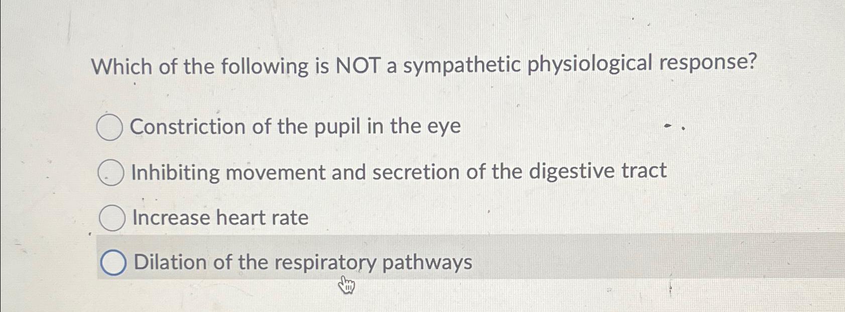 Solved Which of the following is NOT a sympathetic | Chegg.com