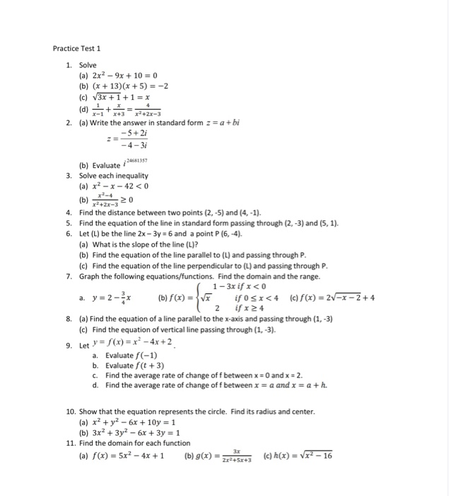 Solved 20 Practice Test 1 1 Solve a 2x2 9x 10 0 b Chegg solved-20-practice-test-1-1-solve-a-2x2-9x-10-0-b-chegg