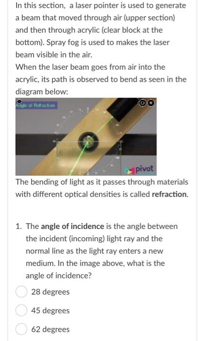 Solved In this section, a laser pointer is used to generate | Chegg.com