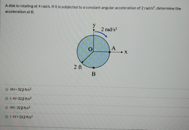 Solved A Disk Is Rotating At 4 Rad s If It Is Subjected To Chegg