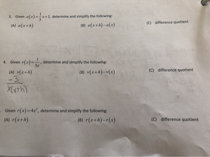 Solved Given V X 1 3x Determine And Simplify The Follow Chegg Com