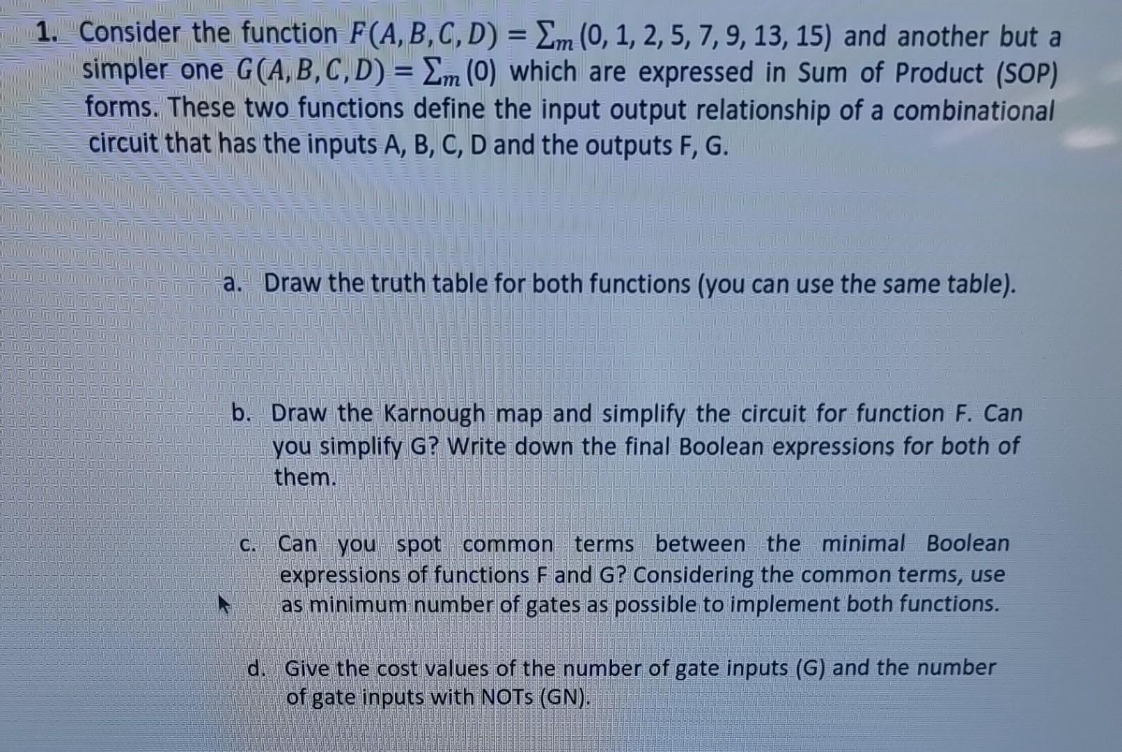 Solved 1. Consider The Function | Chegg.com