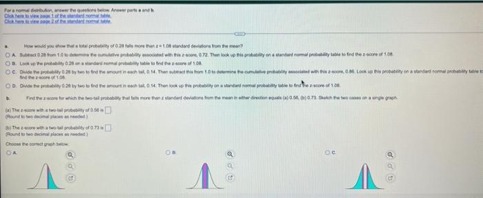 Solved For a normal distribution, answer the questions below | Chegg.com