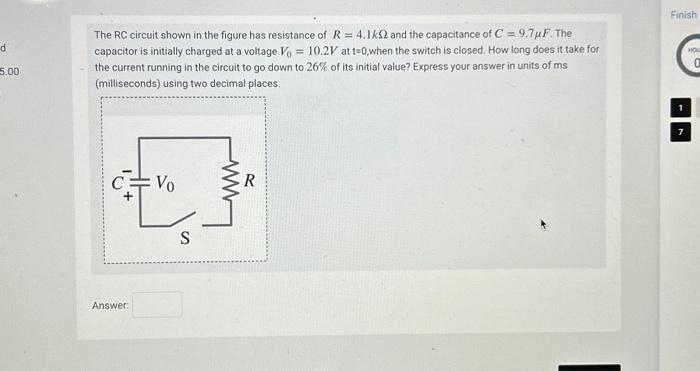 Solved The RC circuit shown in the figure has resistance of | Chegg.com