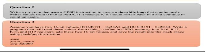 Solved Question 2 Write a program that uses a CPSE | Chegg.com