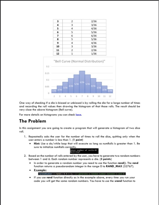 Solved Dice statistics Many board games use dice as a way of