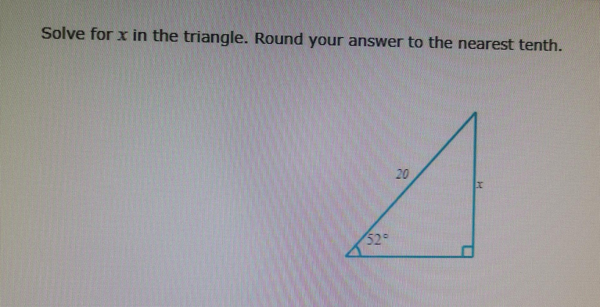 Solved Solve for x in the triangle. Round your answer to the | Chegg.com