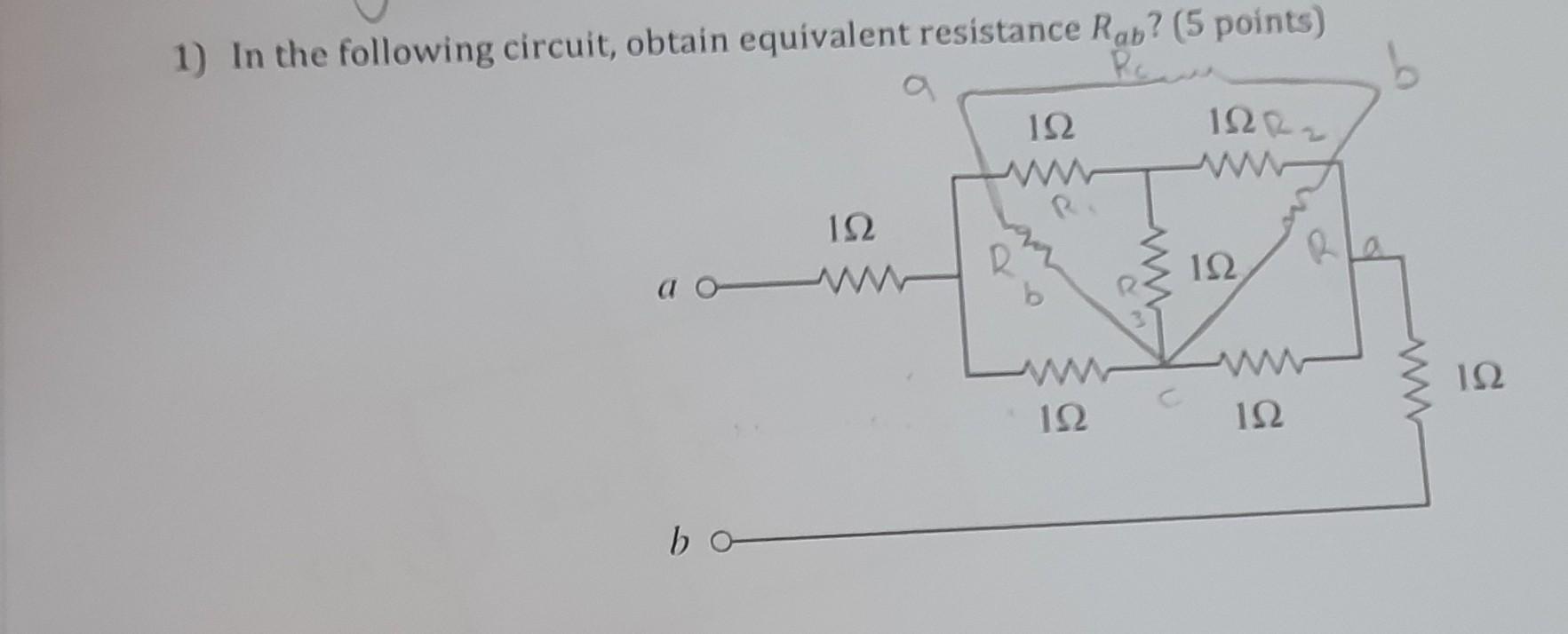 Solved 1) In the following circuit obtain equivalent | Chegg.com