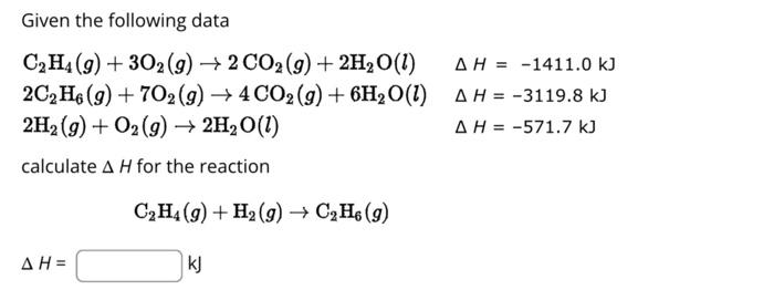 Solved Given the following data | Chegg.com