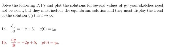 Solved Solve the following IVPs and plot the solutions for | Chegg.com