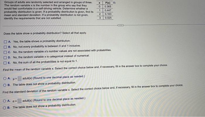 Solved Does the table show a probability distribution? | Chegg.com