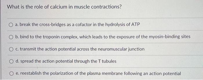 Solved What is the role of calcium in muscle contractions? | Chegg.com