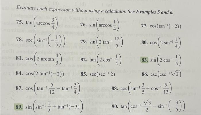 Solved 'Evaluate each expression without using a calculator
