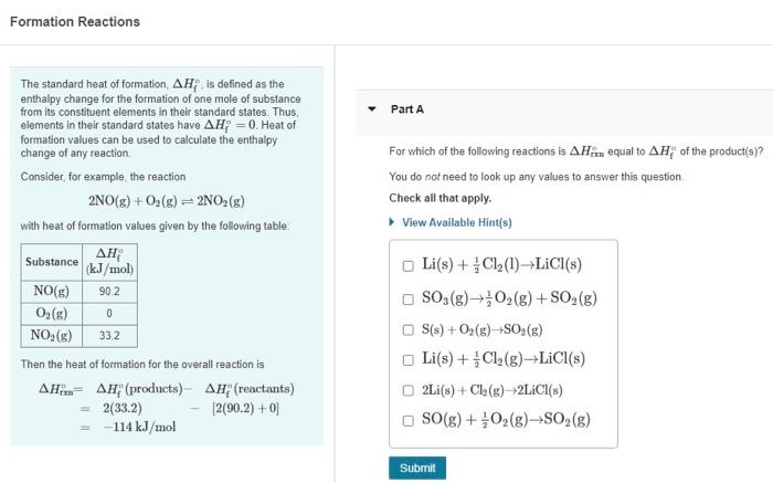 Solved Formation Reactions Part A For which of the following | Chegg.com