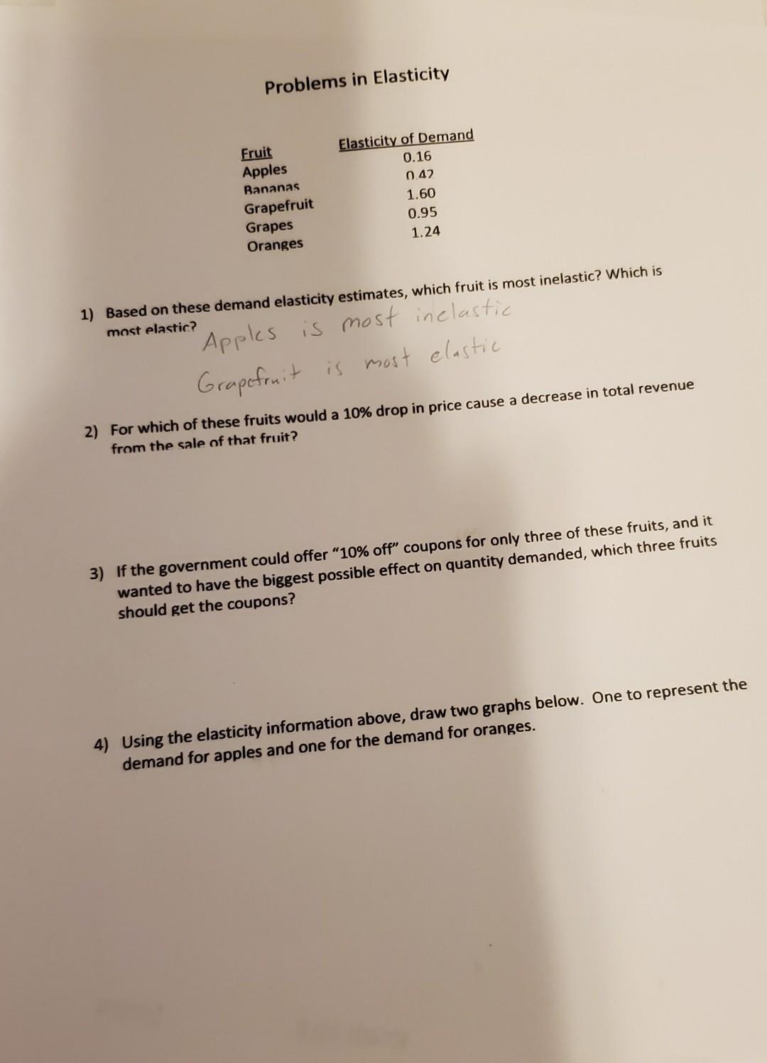 Solved Problems in Elasticity Fruit Apples Bananas